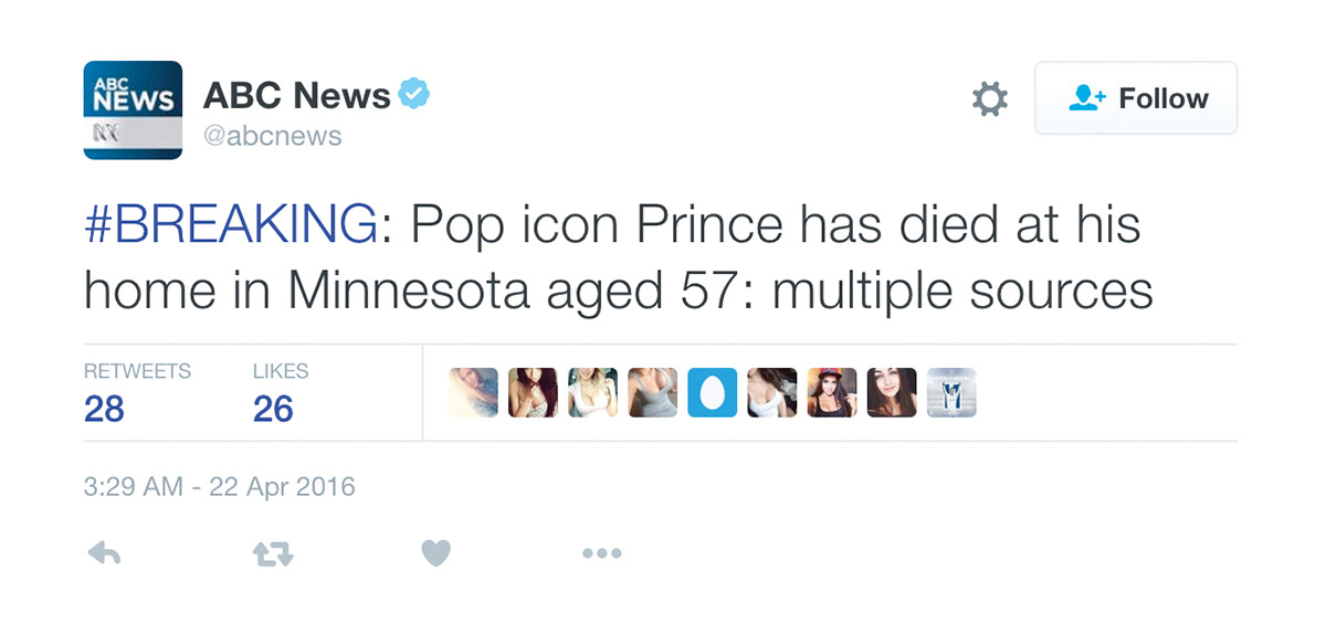 Prince tweet, 2016 ABC